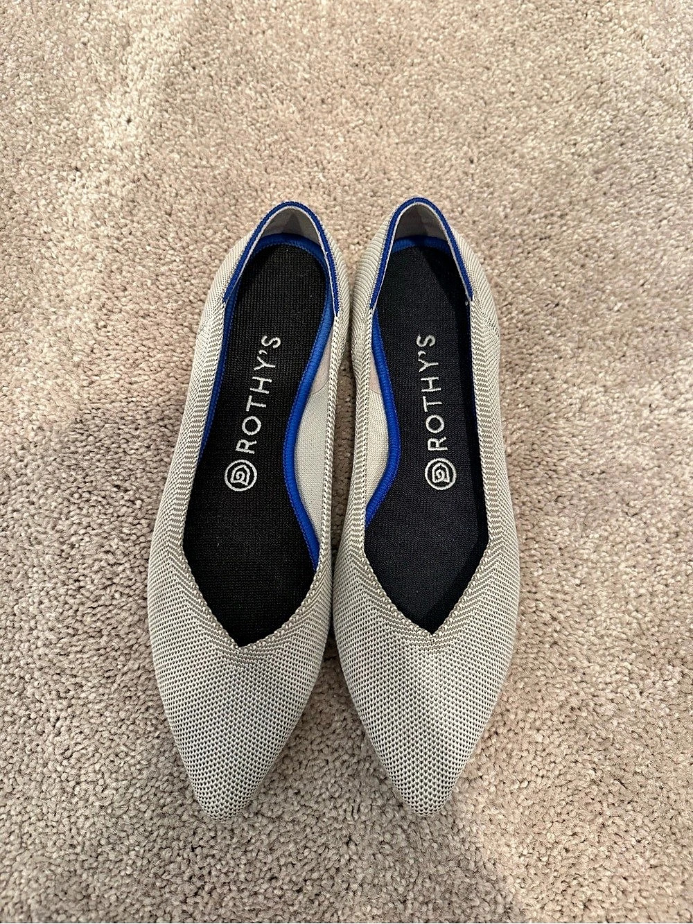 Rothy's The Point Pointed-Toe Flats in Gray & Blue